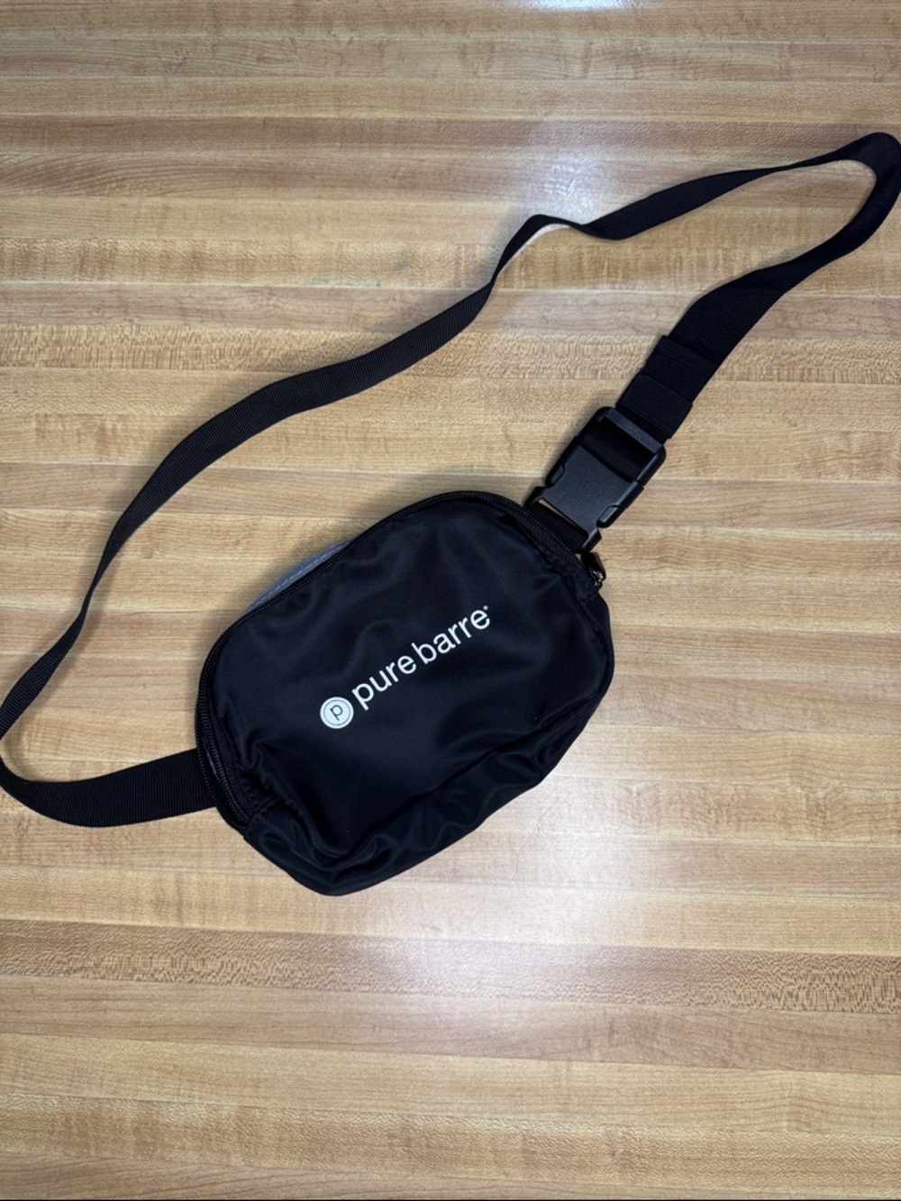 Pure Barre Black Logo Belt Bag with Adjustable Strap